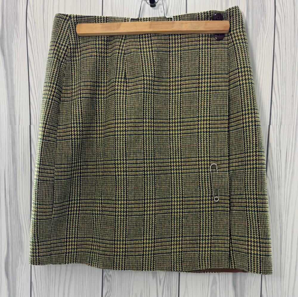 Vintage USA Ellen Ashley Plaid Wool Blend Wrap Skirt Size 10 Retro